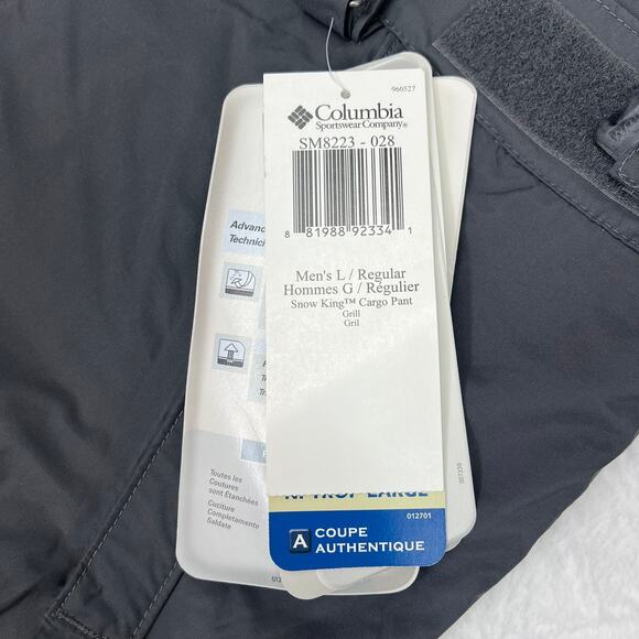 Columbia Gray Snow King Insulated Omni-Tech Cargo Pants Cargo Ski Size Large - Picture 12 of 16